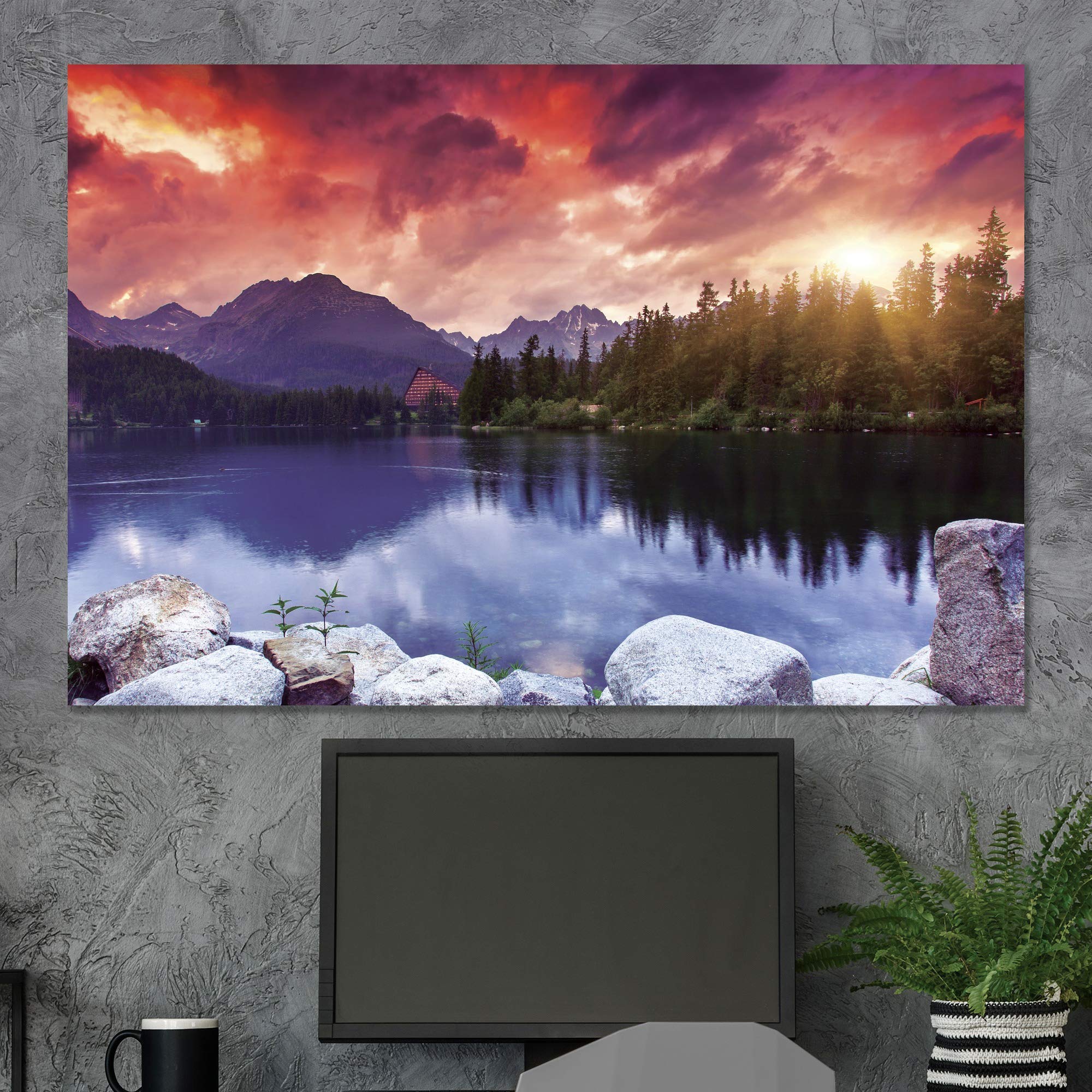 Amazon.com: SIGNWIN Canvas Wall Art Red and Orange Sunset by The